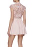 Back View - Click To Enlarge - SELF-PORTRAIT - CRYSTAL EMBELLISHED SELF TIE BAND COLLAR GUIPURE LACE MINI DRESS