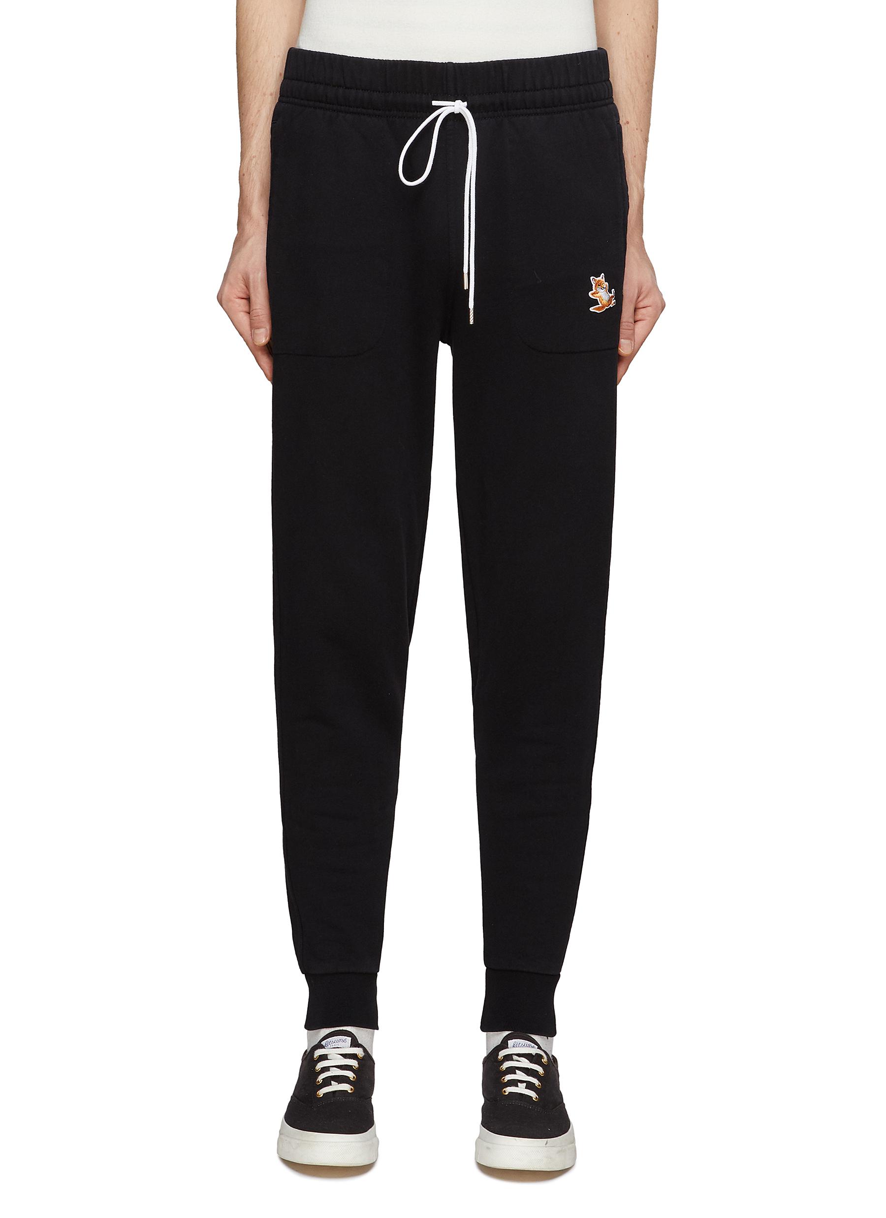 Maison Kitsuné Chillax Fox Patch Cotton Jogger Pants In
