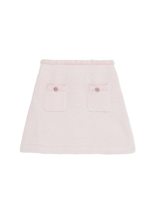 Main View - Click To Enlarge - SELF-PORTRAIT - KIDS CRYSTAL EMBELLISHED BUTTON FRONT KNIT MINI SKIRT