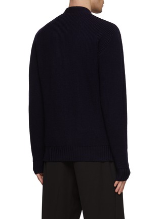 Back View - Click To Enlarge - OFFICINE GÉNÉRALE - ZIP FRONT MERINO WOOL ENGLISH RIB KNIT PATCH POCKET CARDIGAN