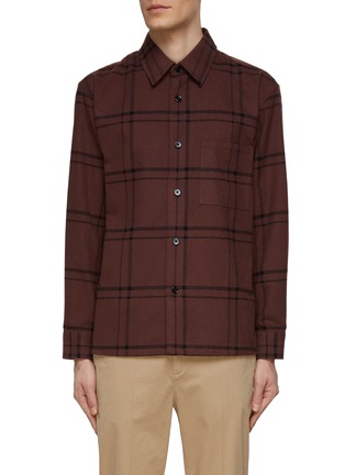 Main View - Click To Enlarge - THEORY - ‘Clyfford Waren’ Chequered Cotton Blend Button Up Shirt