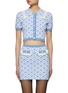 Main View - Click To Enlarge - ALESSANDRA RICH - HEART MOTIF CHEQUERED JACQUARD KNIT CARDIGAN
