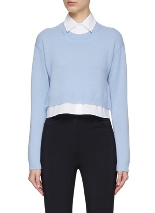 Main View - Click To Enlarge - THEORY - CREWNECK LONG SLEEVE CROPPED KNIT SWEATER