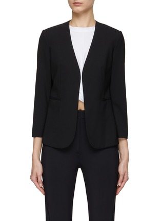 Main View - Click To Enlarge - THEORY - ‘Lindrayia’ Round Hem Collarless Single Breasted Blazer