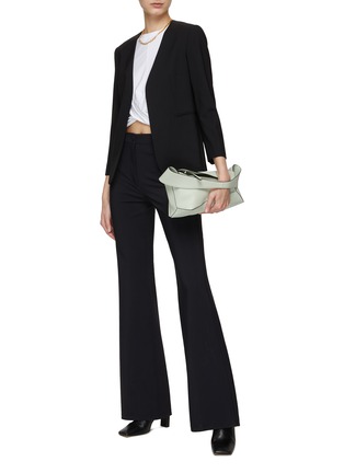 Figure View - Click To Enlarge - THEORY - ‘Lindrayia’ Round Hem Collarless Single Breasted Blazer