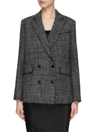 Main View - Click To Enlarge - THEORY - ‘PIAZZA’ DOUBLE BREASTED NOTCH LAPEL TWEED BLAZER