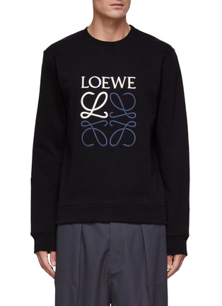Main View - Click To Enlarge - LOEWE - ANAGRAM EMBROIDERED CREWNECK LONG SLEEVE COTTON SWEATSHIRT