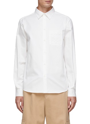 Main View - Click To Enlarge - LOEWE - ANAGRAM DEBOSSED PATCH POCKET COTTON BUTTON UP SHIRT