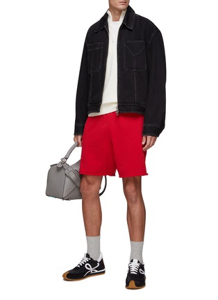 Figure View - Click To Enlarge - LOEWE - ANAGRAM PATCH DRAWSTRING ELASTICATED WAIST COTTON SHORTS