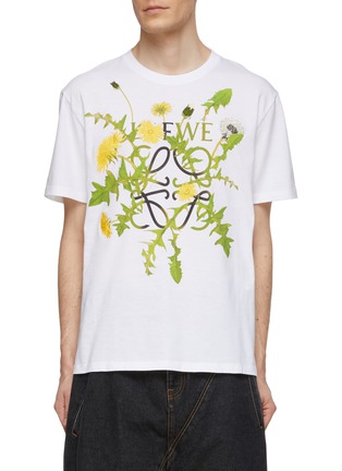 LOEWE | Anagram Floral Print Crewneck Cotton T-Shirt
