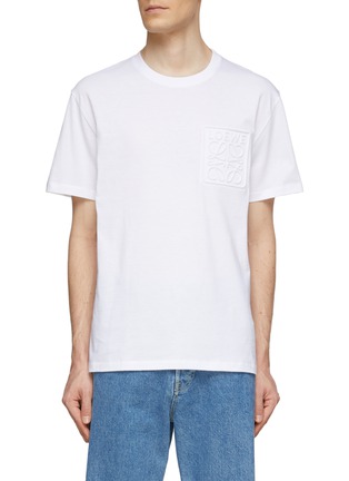 Main View - Click To Enlarge - LOEWE - ANAGRAM DEBOSSED CREWNECK SHORT SLEEVE COTTON T-SHIRT