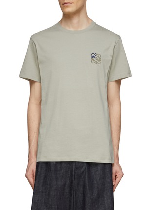 Main View - Click To Enlarge - LOEWE - ANAGRAM EMBROIDERED CREWNECK SHORT SLEEVE COTTON T-SHIRT