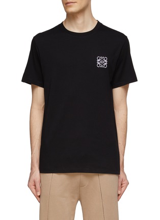 Main View - Click To Enlarge - LOEWE - ANAGRAM EMBROIDERED CREWNECK SHORT SLEEVE COTTON T-SHIRT