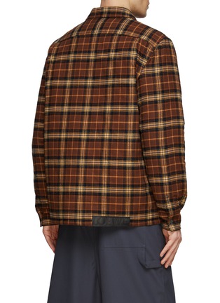 Back View - Click To Enlarge - LOEWE - LOGO DEBOSSED PATCH CHEQUERED FRONT ZIP COTTON PADDED SHIRT