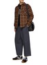 Figure View - Click To Enlarge - LOEWE - LOGO DEBOSSED PATCH CHEQUERED FRONT ZIP COTTON PADDED SHIRT