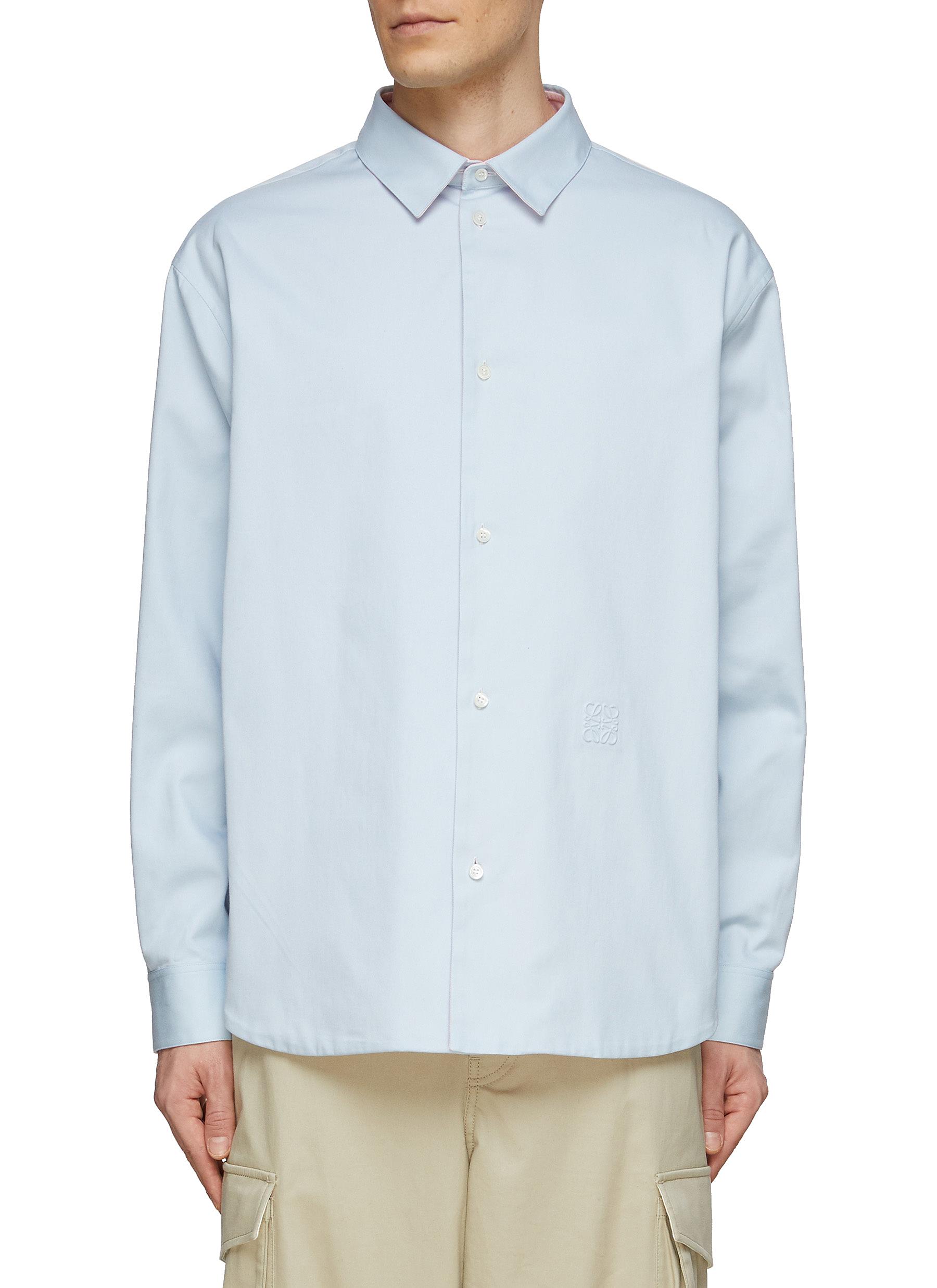 REVERSIBLE ANAGRAM EMBOSSED COTTON BUTTON UP SHIRT