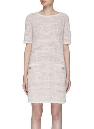 Main View - Click To Enlarge - BRUNO MANETTI - Contrast Trim Knit Boat Neck Dress