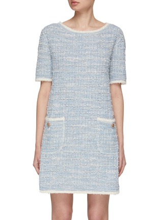 Main View - Click To Enlarge - BRUNO MANETTI - Contrast Trim Knit Boat Neck Dress
