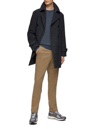 Figure View - Click To Enlarge - TOMORROWLAND - DOUBLE BREASTED PLAID TWEED WOOL BLEND PEACOAT