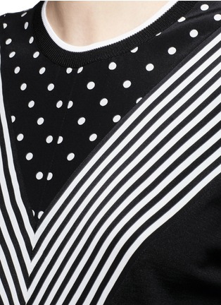 Detail View - Click To Enlarge - STELLA MCCARTNEY - Stripe polka dot silk front virgin wool sweater