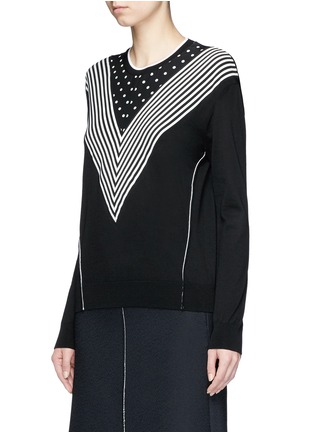 Front View - Click To Enlarge - STELLA MCCARTNEY - Stripe polka dot silk front virgin wool sweater