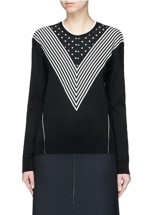 Main View - Click To Enlarge - STELLA MCCARTNEY - Stripe polka dot silk front virgin wool sweater