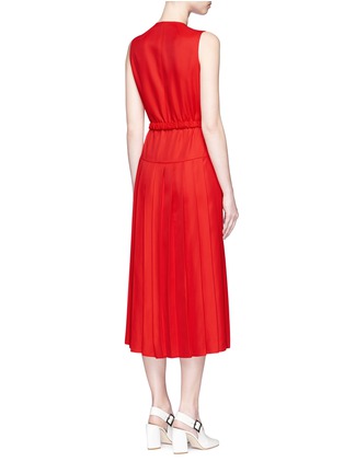 Back View - Click To Enlarge - VICTORIA BECKHAM - Zip front pleated gabardine midi dress