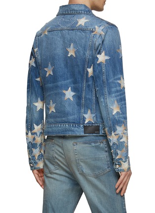 Back View - Click To Enlarge - AMIRI - ‘CHEMIST’ LEATHER CAMO STAR PATCH DENIM TRUCKER JACKET