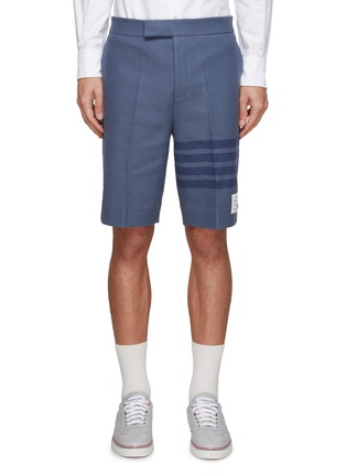 Main View - Click To Enlarge - THOM BROWNE  - 4 Bar Flat Front Double Face Tech Twill Bermuda Shorts