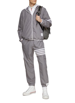 Figure View - Click To Enlarge - THOM BROWNE  - MESH 4 BAR STRIPE MILITARY RIPSTOP PACKABLE PANTS