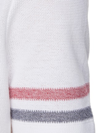  - THOM BROWNE - Tricoloured Sleeve Stripe Textured Cotton Crewneck T-Shirt