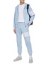 Figure View - Click To Enlarge - THOM BROWNE - Tricoloured Sleeve Stripe Textured Cotton Crewneck T-Shirt