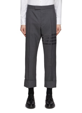 Main View - Click To Enlarge - THOM BROWNE - ENGINEERED 4 BAR PLAIN WEAVE WOOL BACKSTRAP SUITING PANTS