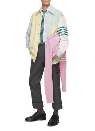 Figure View - Click To Enlarge - THOM BROWNE  - Oversize 4 Bar Corduroy Shirt Jacket