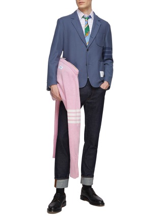 Figure View - Click To Enlarge - THOM BROWNE  - 4 Bar Stripe Cotton Twill Single Breasted Blazer