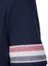  - THOM BROWNE  - Tricolour Stripe Motif Side Slit Cotton Knit Polo Shirt