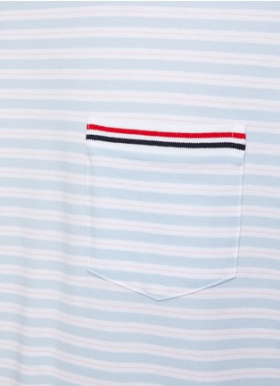  - THOM BROWNE  - Chest Pocket Striped Crewneck Cotton T-Shirt