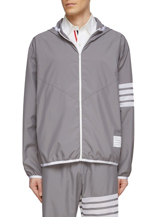 Main View - Click To Enlarge - THOM BROWNE - MESH 4 BAR STRIPE MILITARY RIPSTOP PACKABLE JACKET