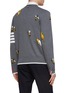 Back View - Click To Enlarge - THOM BROWNE  - Birds And Bees Intarsia 4 Bar Stripe Wool Blend Cardigan