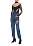 Figure View - Click To Enlarge - AREA - Mussel Flower Motif Cutout Heart Appliqué Straight Leg Jeans