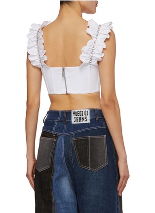 Back View - Click To Enlarge - AREA - Crystal Embellished Ruffle Bustier Top