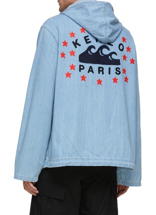 Back View - Click To Enlarge - KENZO - Logo Patch Graphic Appliqué Hooded Denim Parka