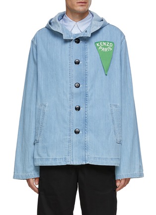 Main View - Click To Enlarge - KENZO - Logo Patch Graphic Appliqué Hooded Denim Parka