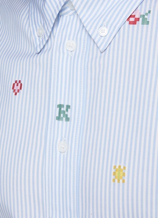 Detail View - Click To Enlarge - KENZO - Pixelated Graphic Print Striped Button Down Shirt
