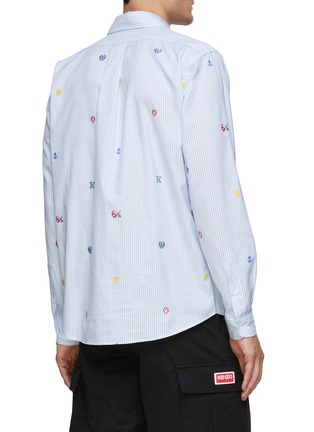Back View - Click To Enlarge - KENZO - Pixelated Graphic Print Striped Button Down Shirt