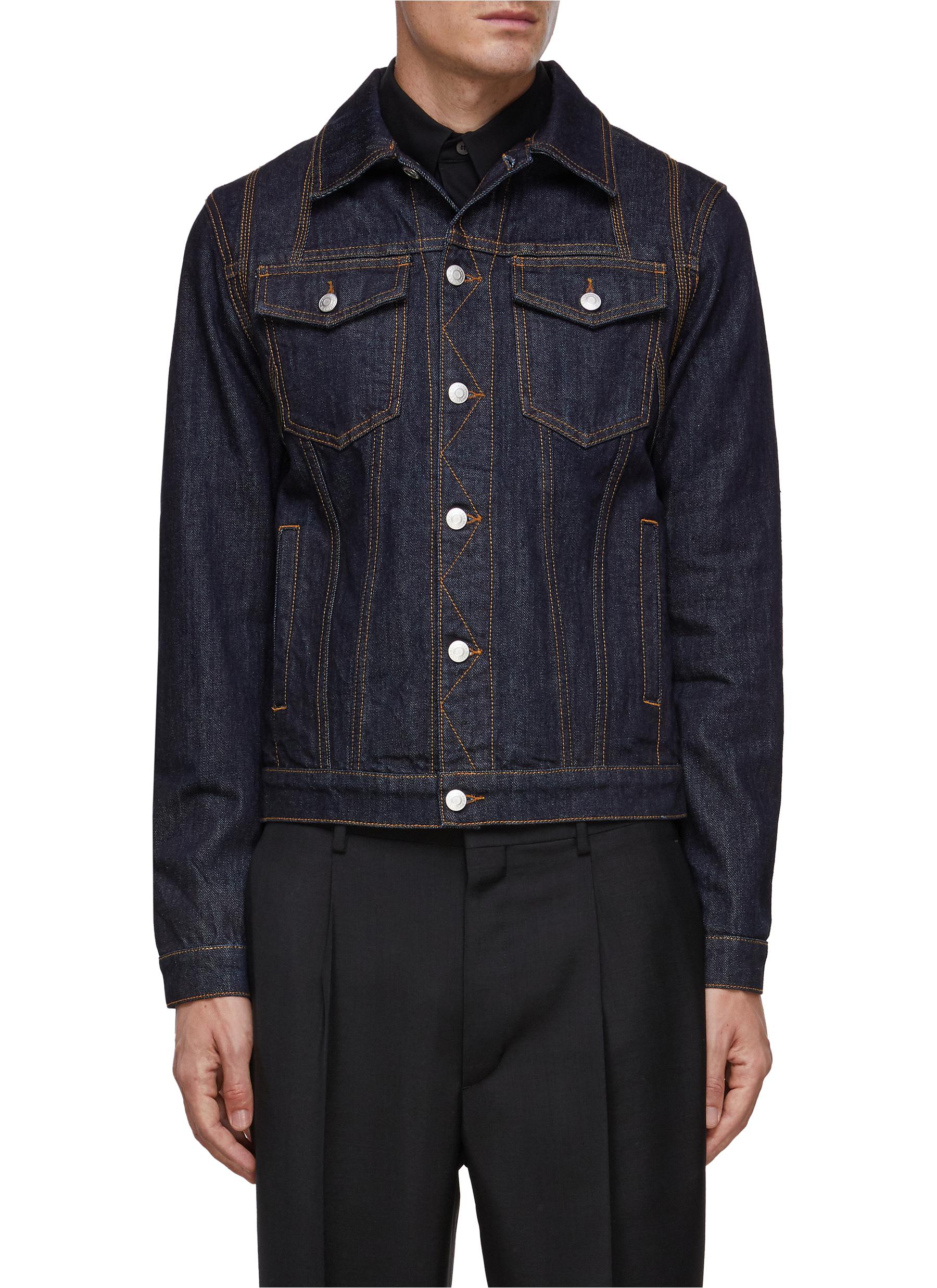 CONTRAST STITCH HARNESS DENIM JACKET