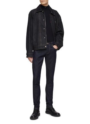 Figure View - Click To Enlarge - ALEXANDER MCQUEEN - Dark Wash Studded Straight Leg Jeans