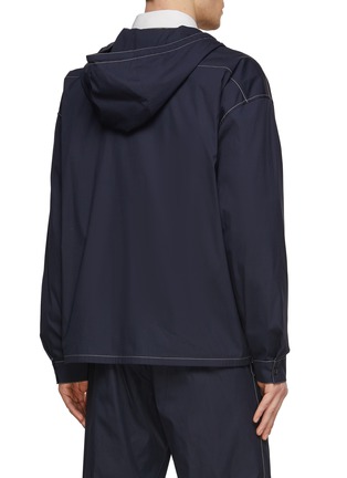 Back View - Click To Enlarge - PRADA - Logo Patch Contrast Stitch Drawstring Hood Front Zip Jacket