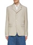 Main View - Click To Enlarge - PRADA - Textured Logo Cotton Blend Single Breasted Blazer