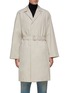 Main View - Click To Enlarge - PRADA - Knit Logo Patch Cotton Blend Belted Coat